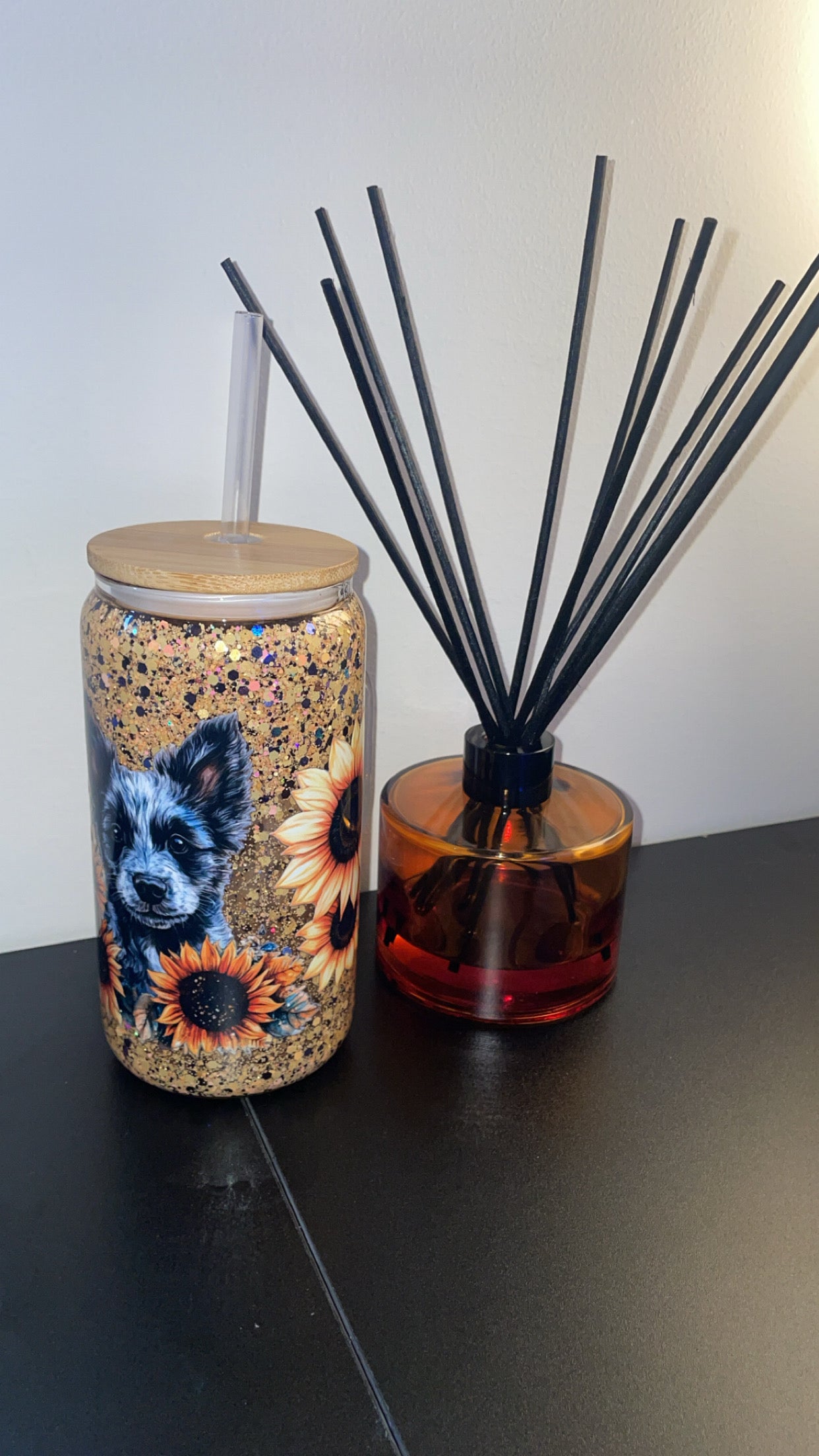 12oz Glass Mug with Handle ~ Cattle Dog Mama