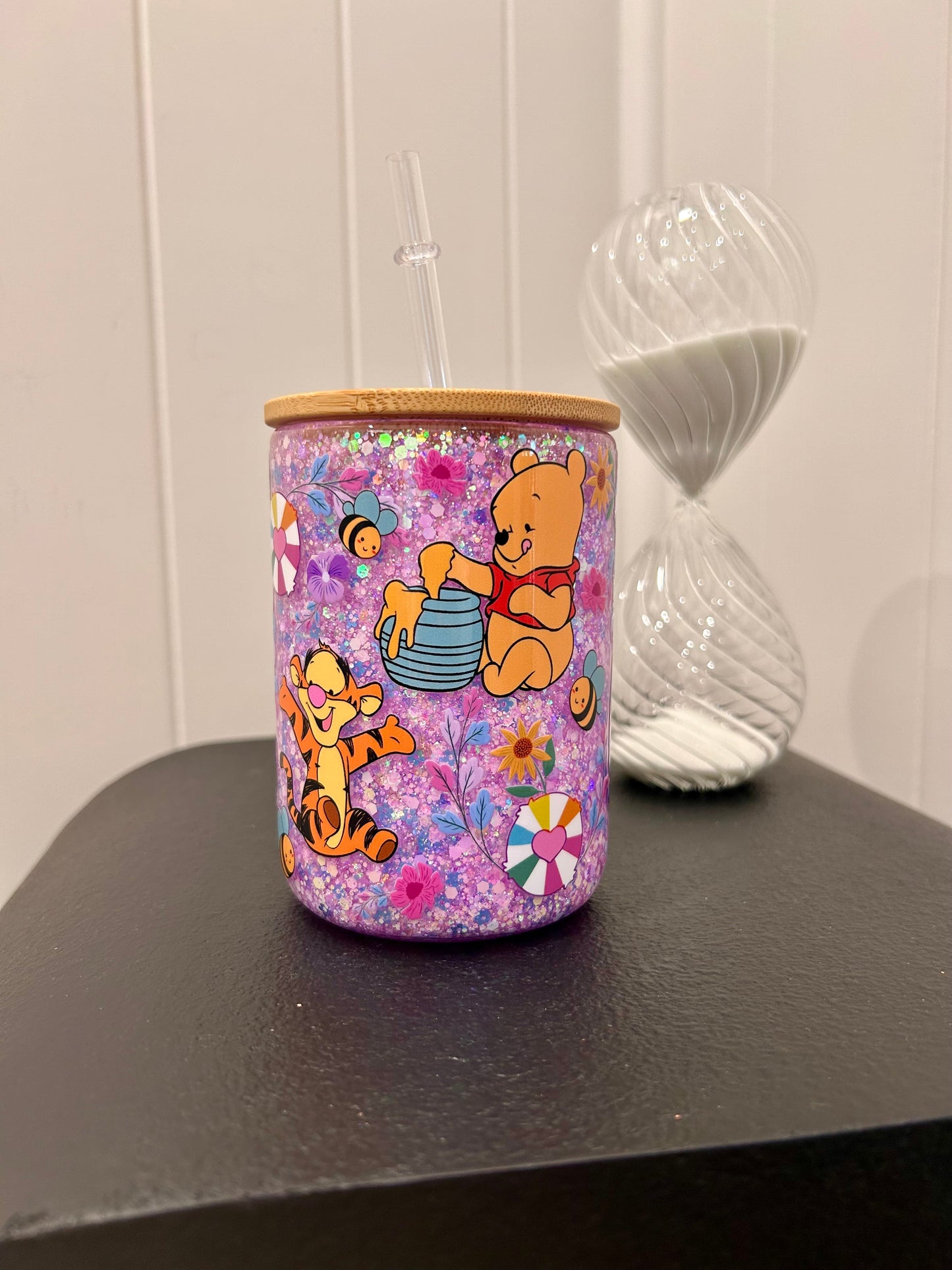 12oz Glass Mug with Handle ~ Baby Pooh and Friends