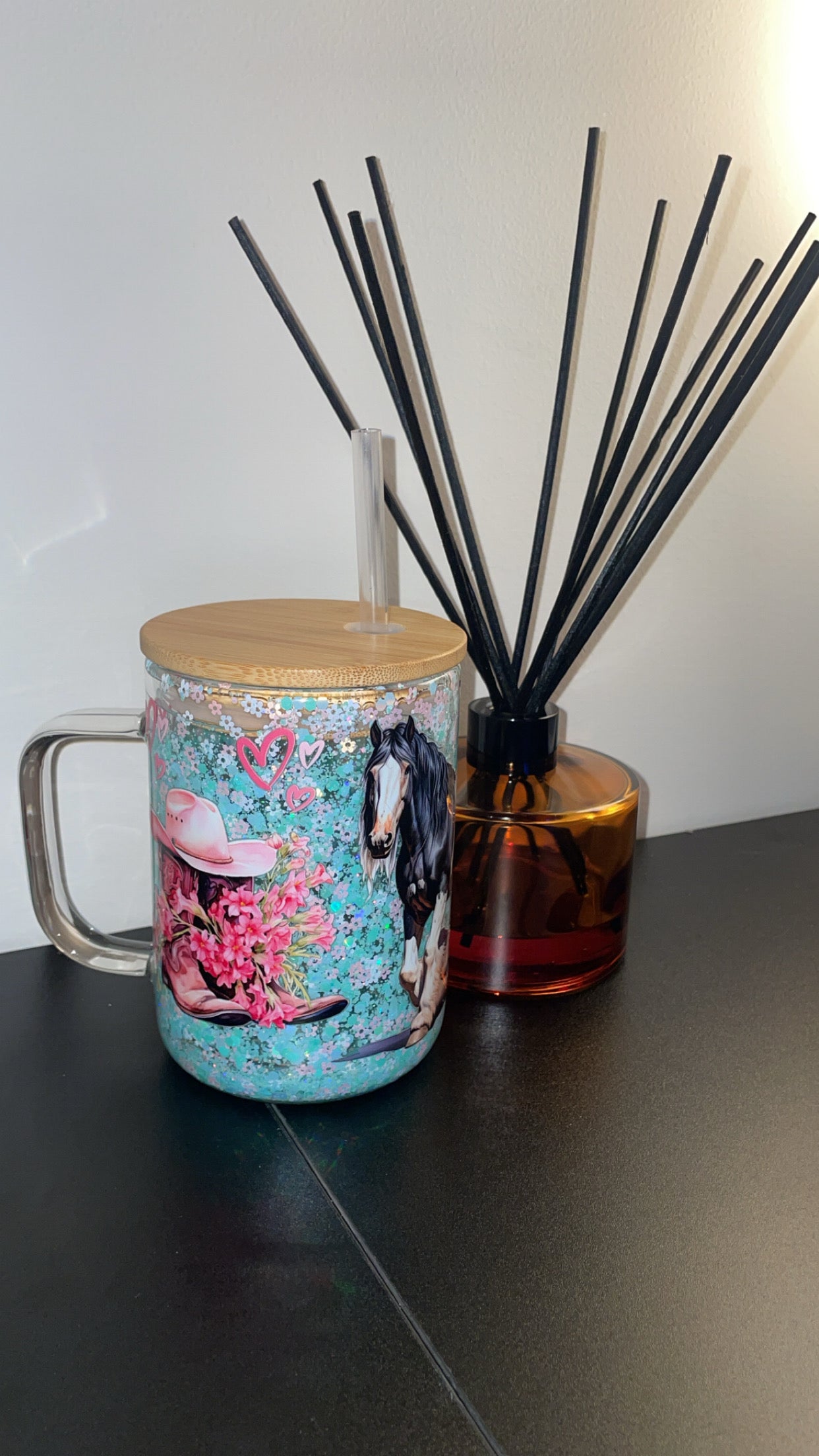 12oz Glass Mug with Handle ~ Girl Who Loves Horses