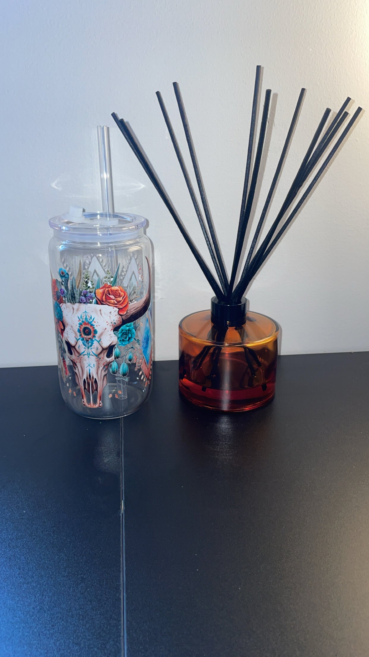 16oz Pre-made Glass Libby ~ Bull Skull