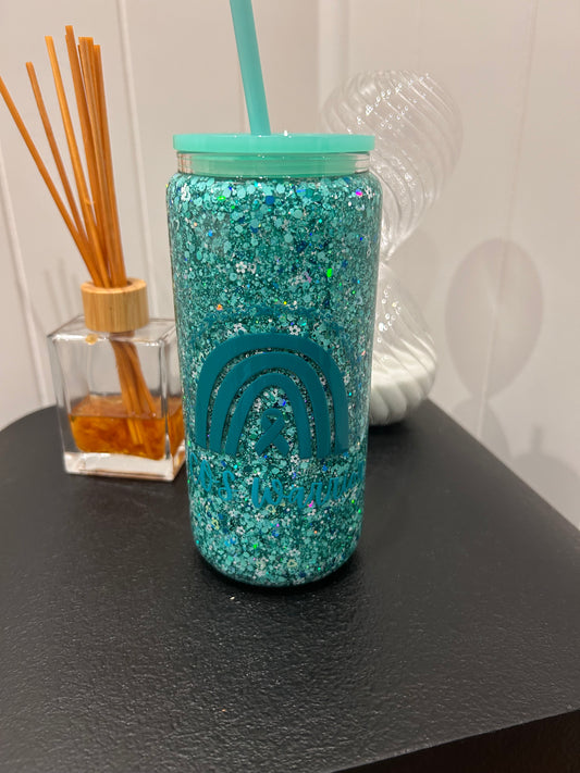 16oz Glass Snowglobe ~ PCOS Warrior