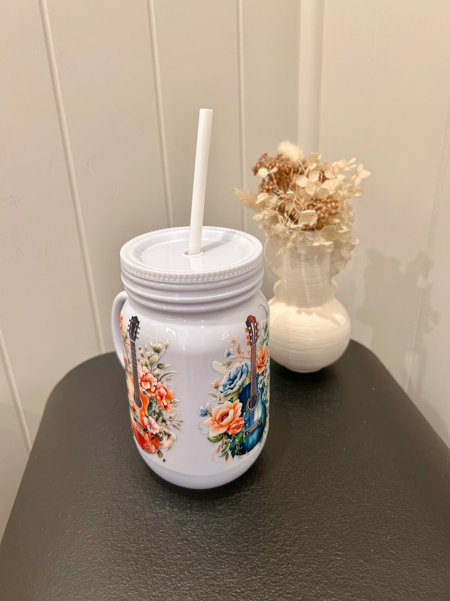 Guitars White Mason Jar
