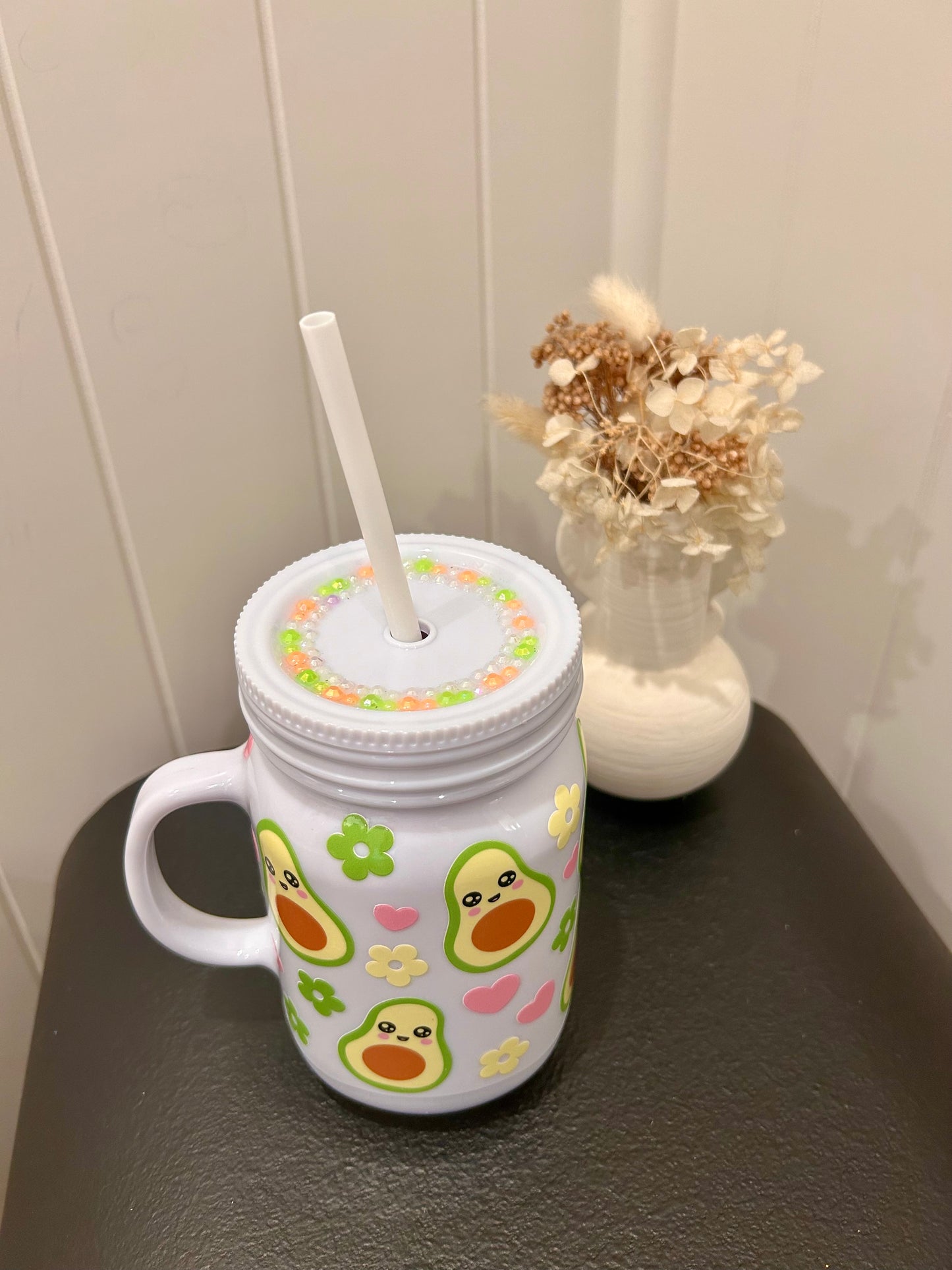 Avocado White Acrylic Mason