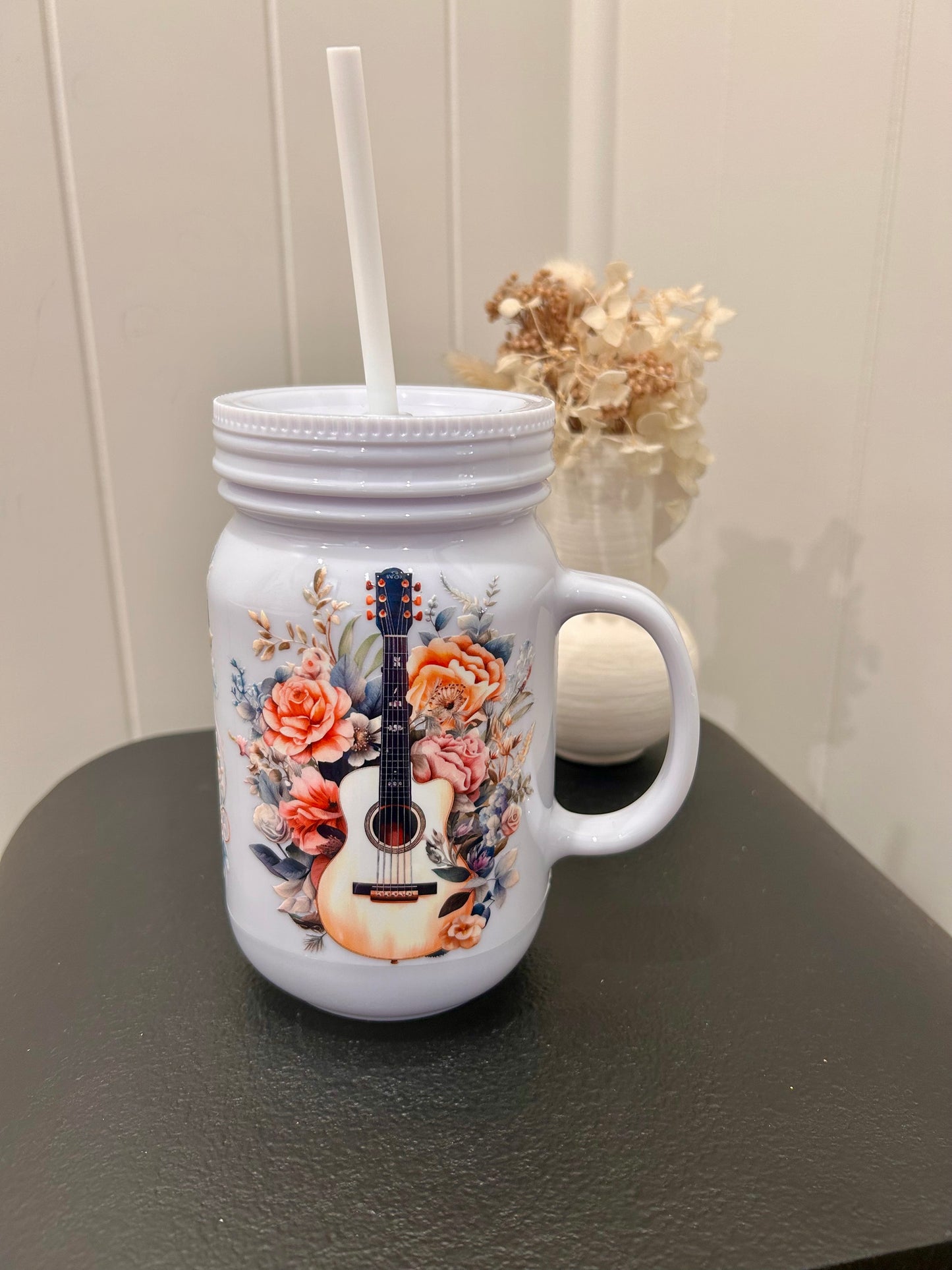 Guitars White Mason Jar