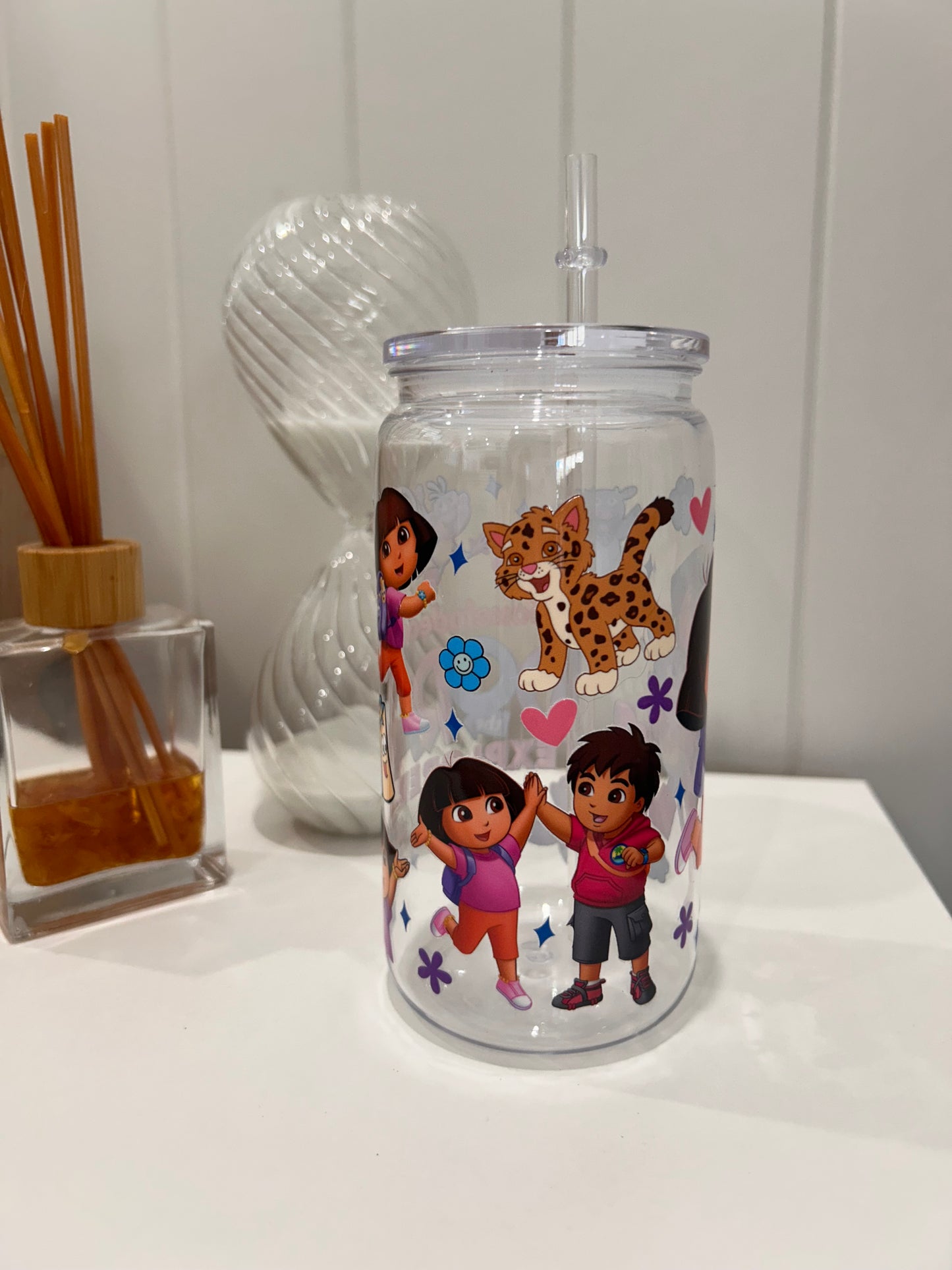 16oz Pre-made Acrylic Libby ~ Dora The Explorer