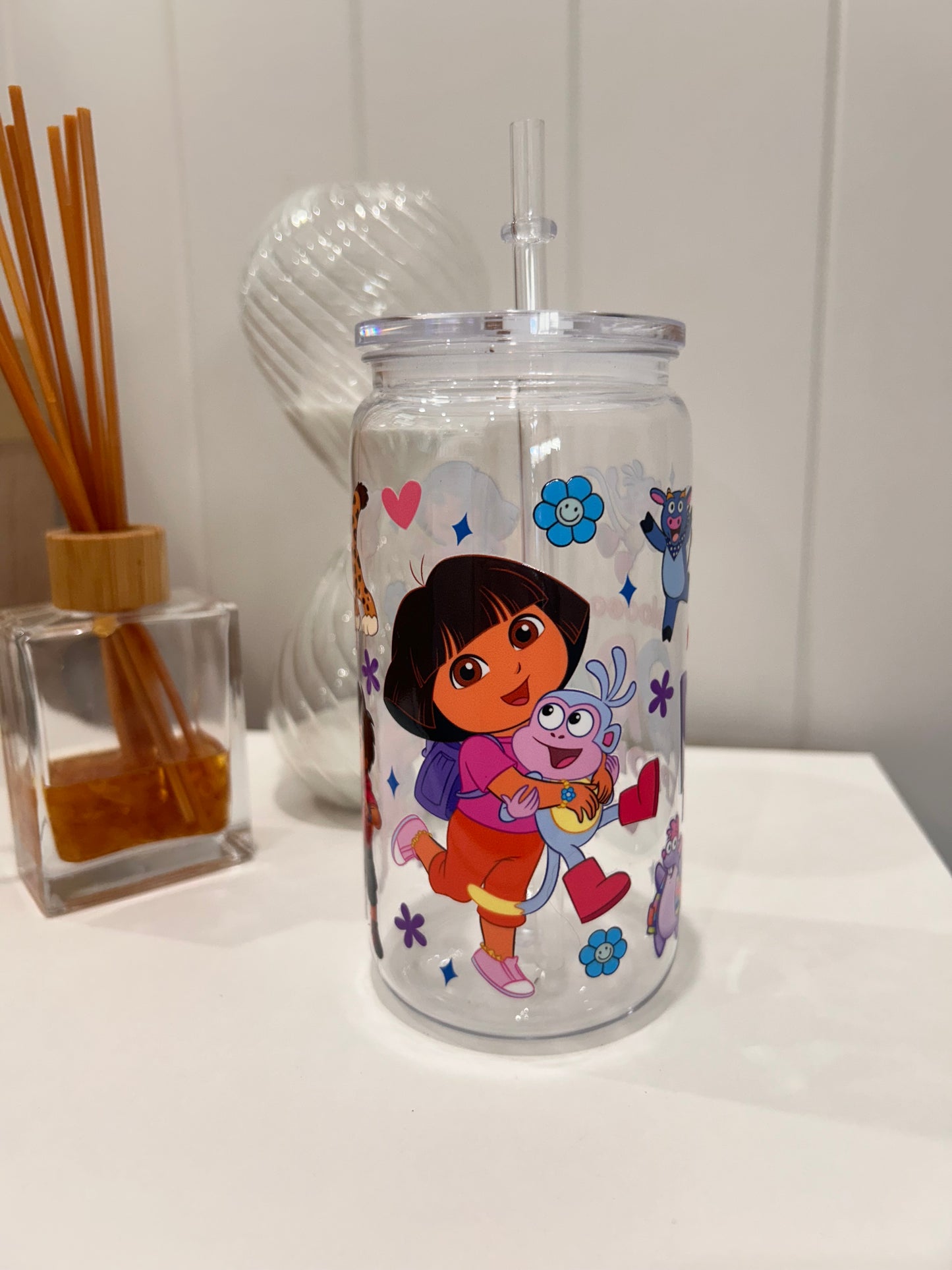 16oz Pre-made Acrylic Libby ~ Dora The Explorer