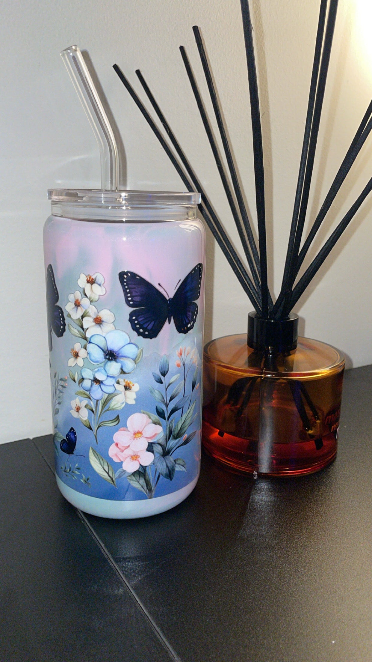12oz Glass Milkshake ~ Butterflies in the Garden