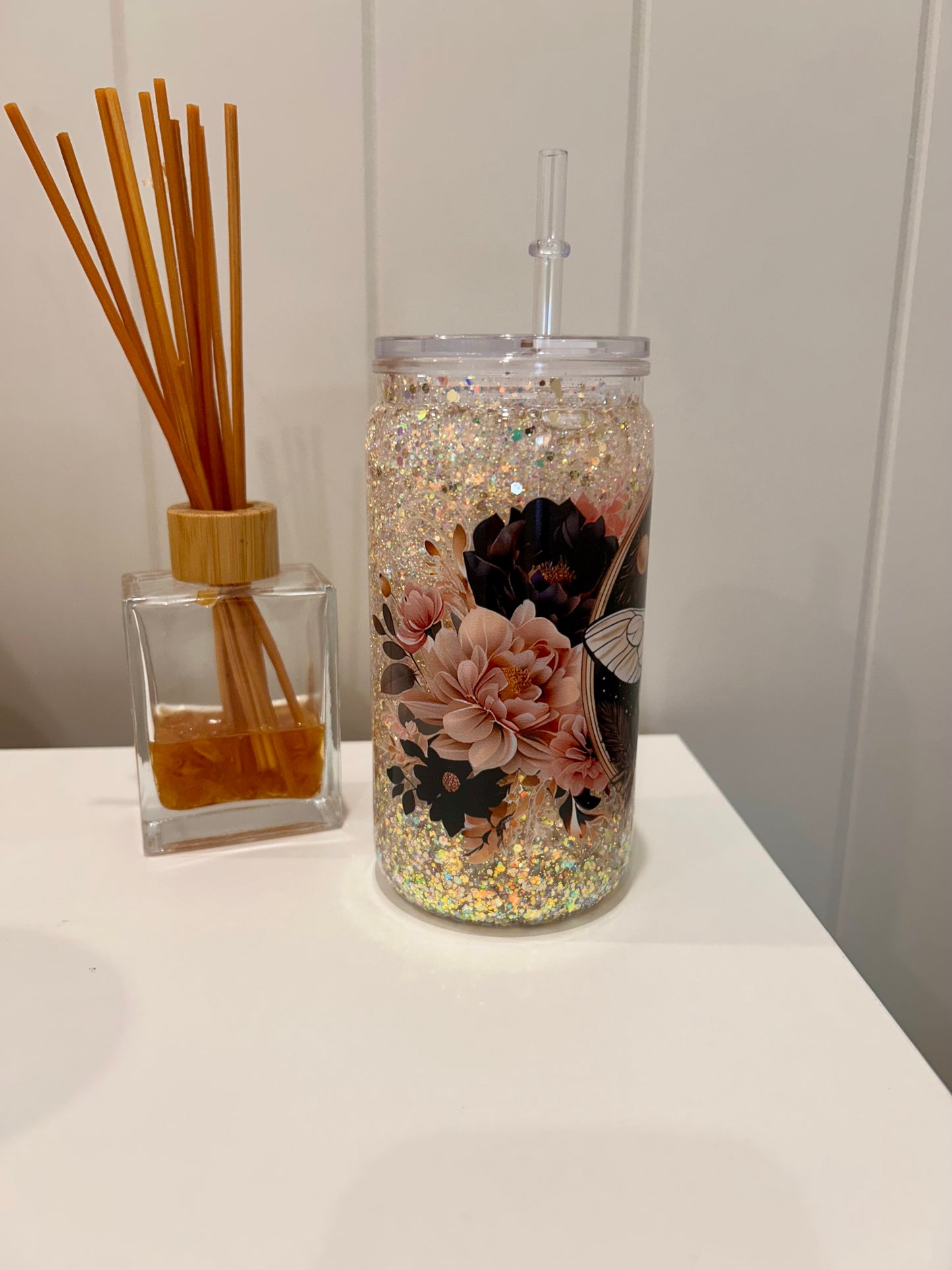 12oz Acrylic Snowglobe Pre-made ~ Moth