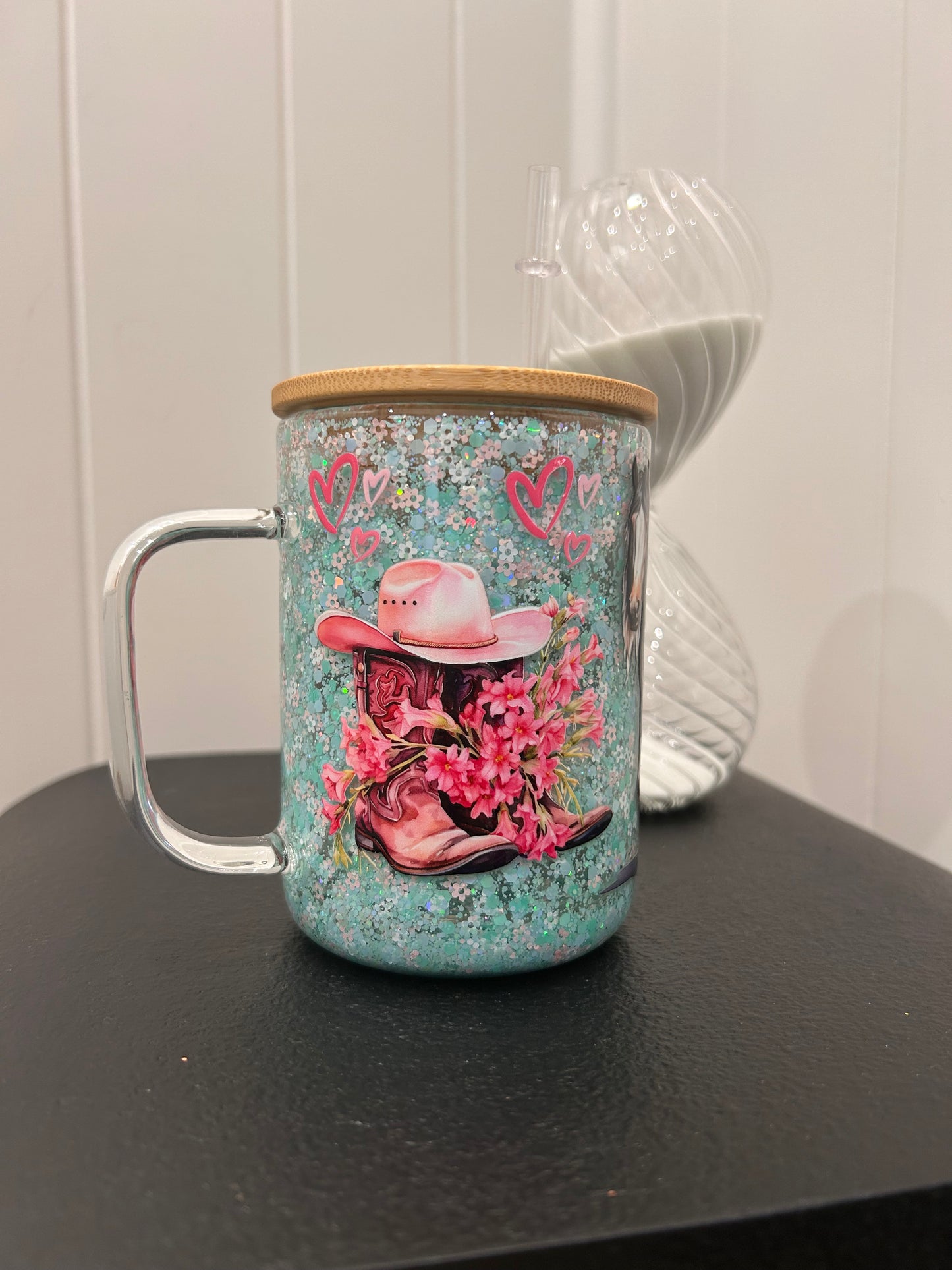 12oz Glass Mug with Handle ~ Girl Who Loves Horses