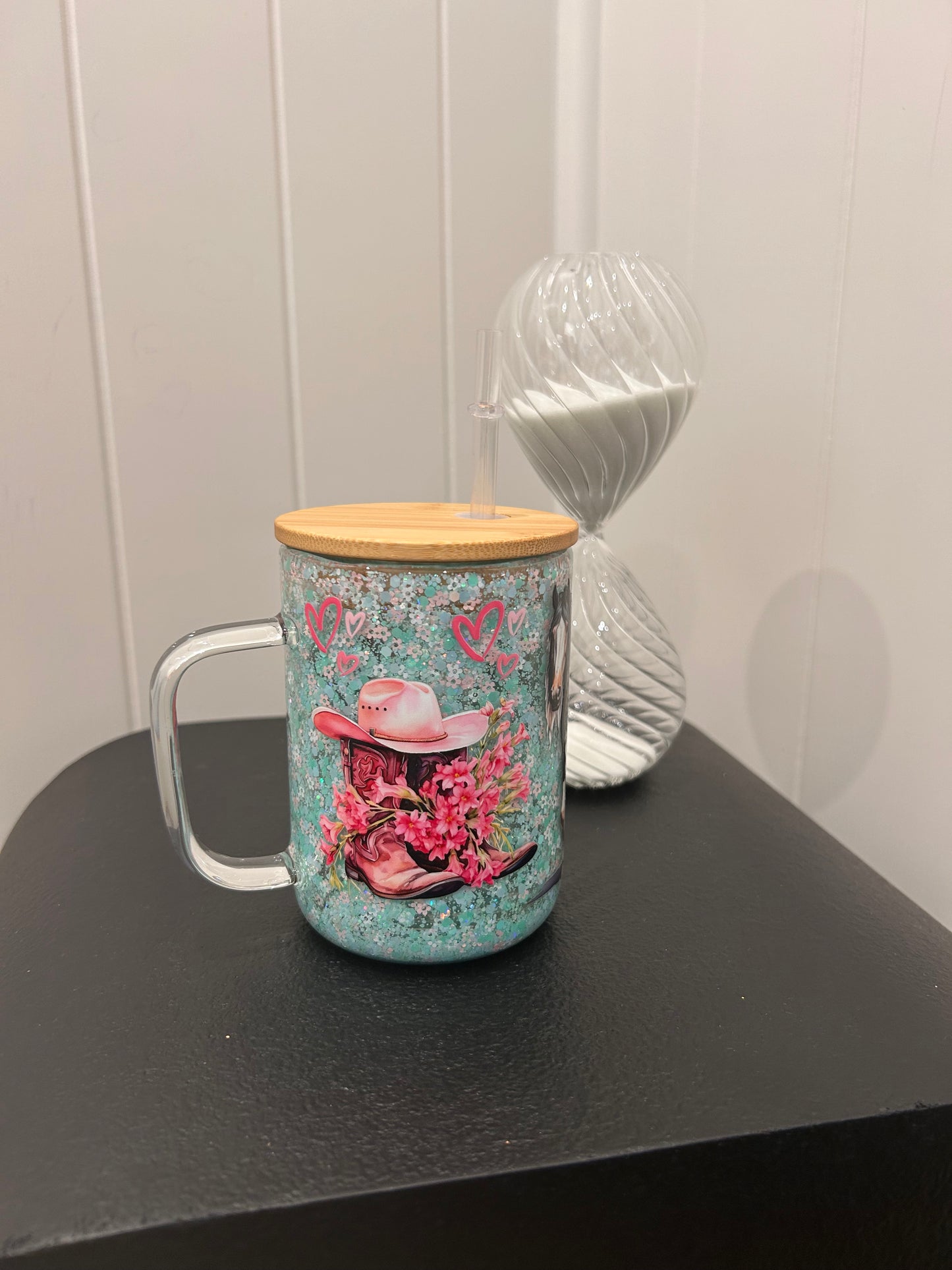 12oz Glass Mug with Handle ~ Girl Who Loves Horses