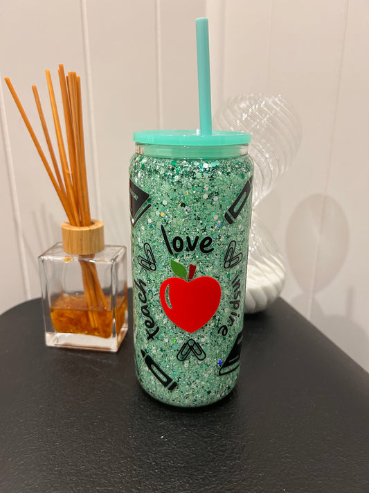 16oz Glass Snowglobe ~ Teach, Love, Inspire