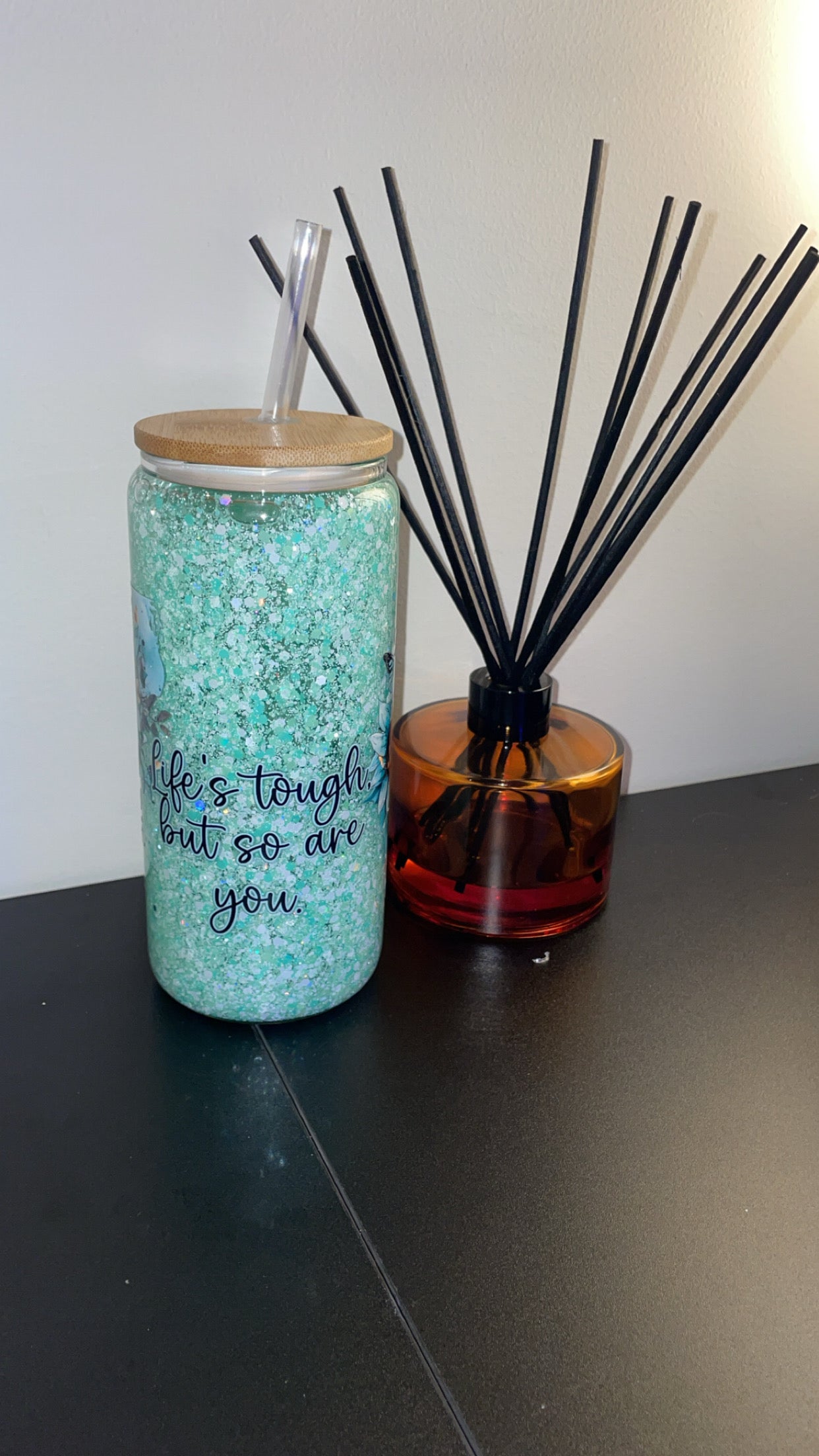 15oz Glass Mug with Handle ~ Life’s tough but so are you