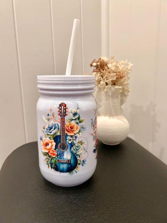 Guitars White Mason Jar