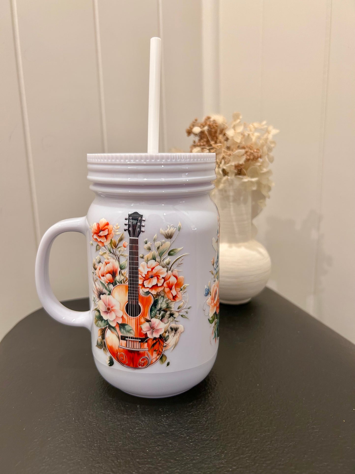 Guitars White Mason Jar