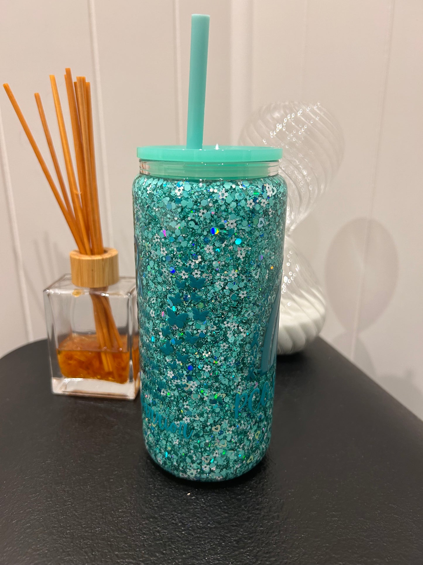 16oz Glass Snowglobe ~ PCOS Warrior