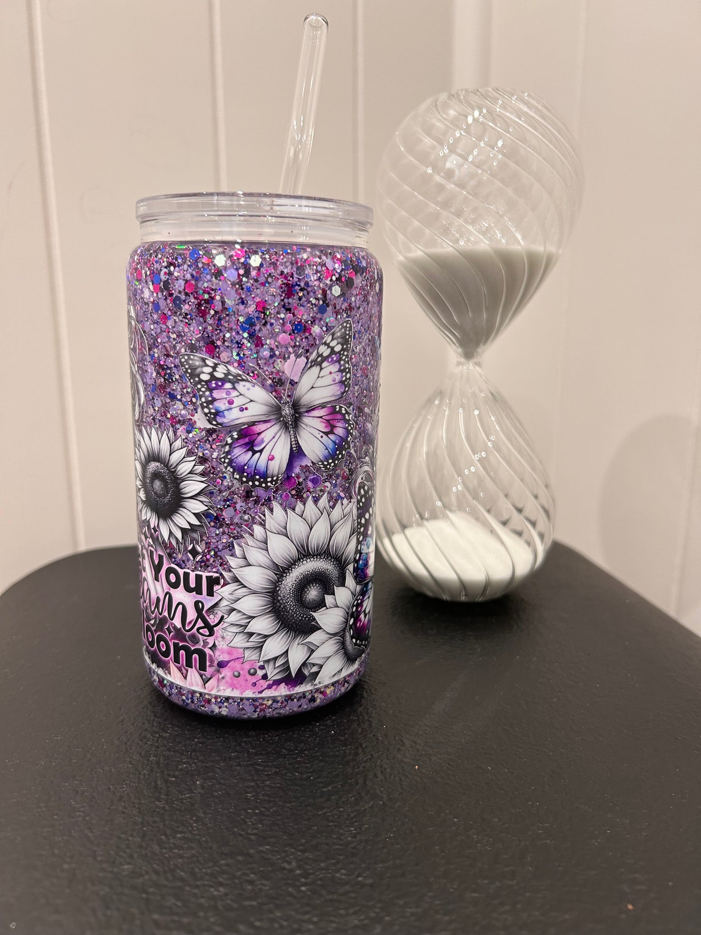 12oz Glass Snowglobe ~ Dreams Bloom