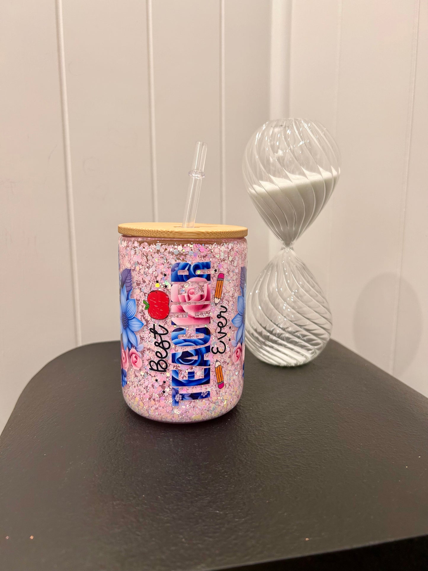 12oz Glass Mug with Handle ~ Best teacher