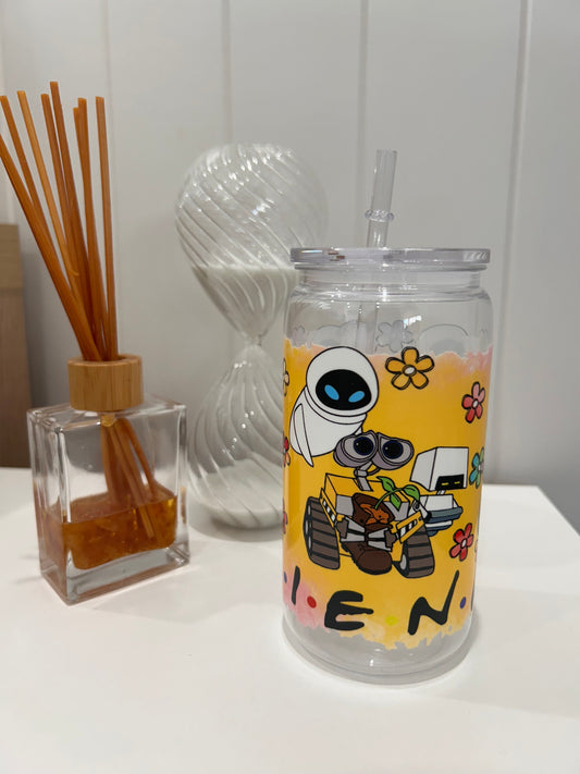 16oz Pre-made Acrylic Libby ~ Wall-e & Friend